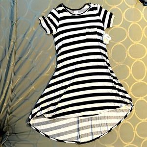 LuLaRoe Carly dress size medium in black and white stripes